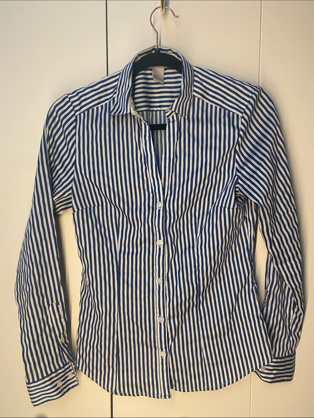 H&M Blue and White Striped Button-Down Shirt